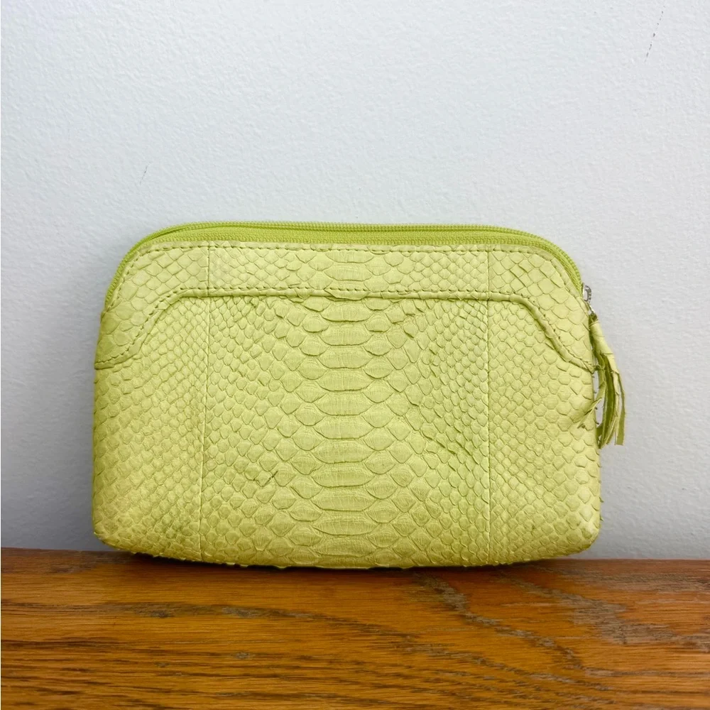 Presmer Green Python Leather Bag Pouch.